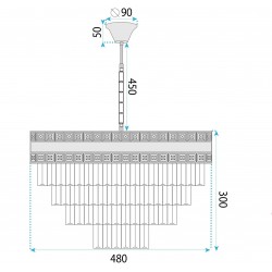 Lampa Wisząca z Kryształami G048-CP 50CM ZŁOTA
