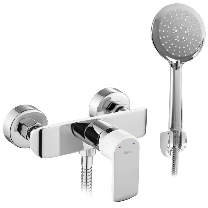 Bateria prysznicowa ze słuchawką REA BLOOM biała chrom