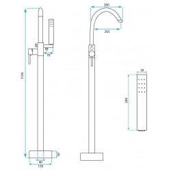 Bateria wannowa podłogowa Rea Lungo Złota