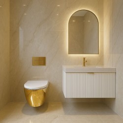 Misa WC podwieszana Rea Carlo Mini Tornado NF Złoto Biała