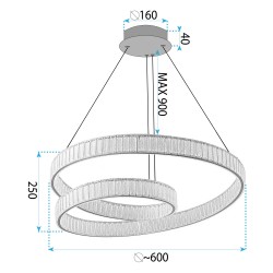 LAMPA SUFITOWA WISZĄCA LED APP1767-CP ZŁOTA