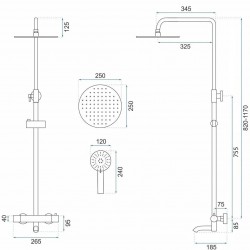 Zestaw Prysznicowy Natryskowy Z Termostatem Rea Lungo Tytan