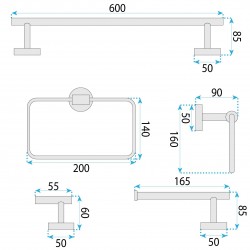 Zestaw akcesoriów łazienkowych GRID Czarny 4 elementy