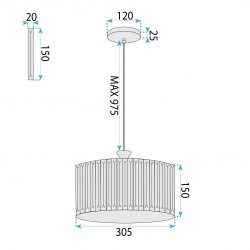 Lampa wisząca EBT027-1CP Czarna