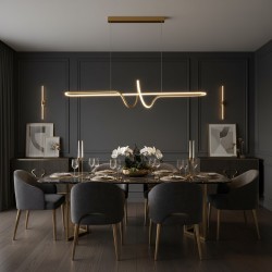 LAMPA SUFITOWA WISZĄCA LED LHJ038-CP ZŁOTA SZCZOTKOWANA