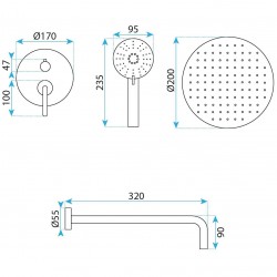 Zestaw natryskowy podtynkowy Rea Ontario Miedź Szczotkowana + BOX