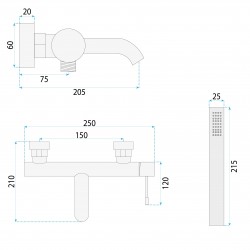 Bateria wannowa Rea Lungo Diamond złota