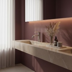 Bateria Umywalkowa REA Argon Nikiel Szczotkowany Niska