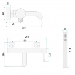 Bateria wannowa Rea Lungo Diamond Miedziana