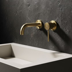 Bateria Umywalkowa Podtynkowa Rea Lungo Stripe Złota Szczotkowana