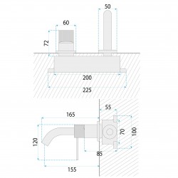 Bateria Umywalkowa Podtynkowa Rea Lungo Stripe Złota Szczotkowana