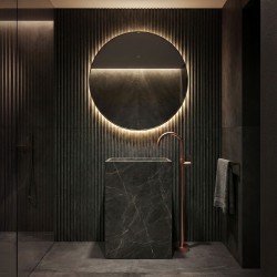 Bateria umywalkowa podłogowa Rea Lungo Miedź Szczotkowana