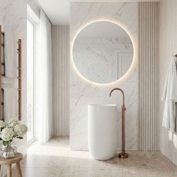 Bateria umywalkowa podłogowa Rea Lungo Miedź Szczotkowana