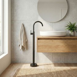 Bateria umywalkowa podłogowa Rea Lungo Czarna