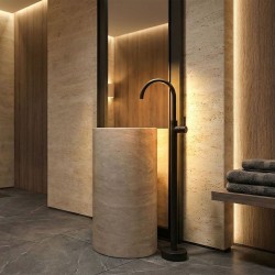 Bateria umywalkowa podłogowa Rea Lungo Czarna