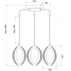LAMPA SUFITOWA WISZĄCA LED G176-3CP ZŁOTA