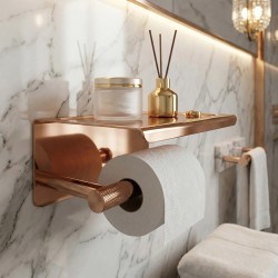 Uchwyt na papier toaletowy z półką 6613 Modern Miedź