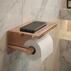 Uchwyt na papier toaletowy z półką 6613 Modern Miedź