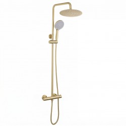 Zestaw Natryskowy bez wylewki  z termostatem Rea Lungo Złoty Szczotkowany