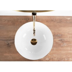 Umywalka Ceramiczna Nablatowa Stella biała ze złotym rantem