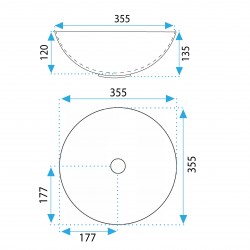 Umywalka Ceramiczna Nablatowa Stella biała ze złotym rantem