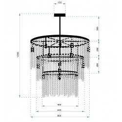 Lampa kryształowa wisząca APP1314-CP Czarna