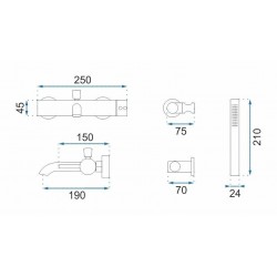 Bateria wannowa Rea Lungo Miedź