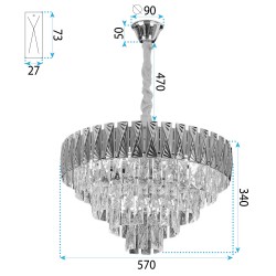 Lampa Wisząca z Kryształami G060-CP 60CM