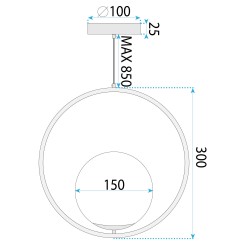 Lampa Sufitowa Wisząca Szklana Kula  G110-1W Czarna