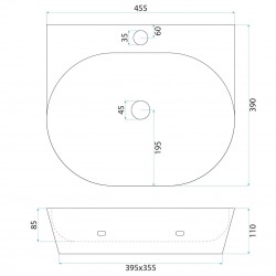 Umywalka nablatowa / ścienna Rea Kim 46