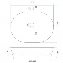 Umywalka nablatowa / ścienna Rea Kim 52