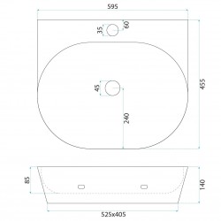 Umywalka nablatowa / ścienna Rea Kim 60