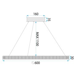 LAMPA WISZĄCA LED MS009-CP Jasne Różowe Złoto 59cm
