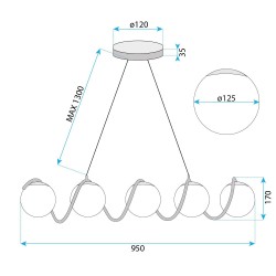 LAMPA SUFITOWA WISZĄCA GOLD APP1780-5CP