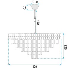 Lampa Wisząca z Kryształami G054-CP 50cm Złota