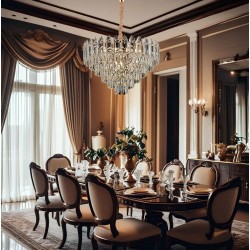 Lampa Wisząca z Kryształami G057-CP 50cm Złota