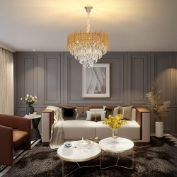 Lampa Wisząca z Kryształami G062-CP 50CM ZŁOTA