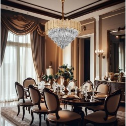 Lampa Wisząca z Kryształami G050-CP 50CM GOLD