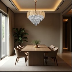 Lampa Wisząca z Kryształami G050-CP 50CM GOLD