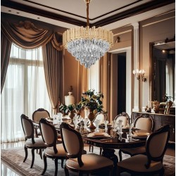 Lampa Wisząca z Kryształami G050-CP 50CM GOLD