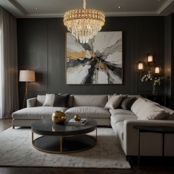 Lampa Wisząca z Kryształami G058-CP 60CM ZŁOTA