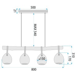 Lampa Wisząca APP1775-4CP WOOD GREY