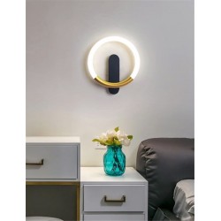 KINKIET ŚCIENNY LED LHJ068-W Czarny / Złoty Szczotkowany