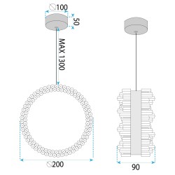 LAMPA SUFITOWA WISZĄCA LED LHJ098-CP ZŁOTA
