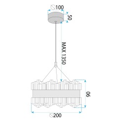 LAMPA WISZĄCA KRYSZTAŁOWA LED LHJ099-CP ZŁOTA