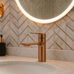 Bateria Umywalkowa REA STORM MIEDŹ SZCZOTKOWANA Niska