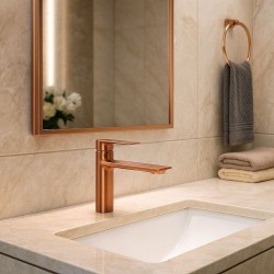 Bateria Umywalkowa REA STORM MIEDŹ SZCZOTKOWANA Niska