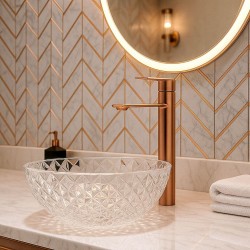 Bateria Umywalkowa REA STORM MIEDŹ SZCZOTKOWANA Wysoka