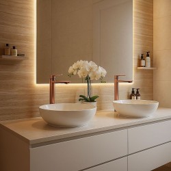 Bateria Umywalkowa REA STORM MIEDŹ SZCZOTKOWANA Wysoka