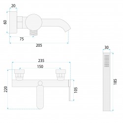 Bateria wannowa REA SPOT Złota Szczotkowana